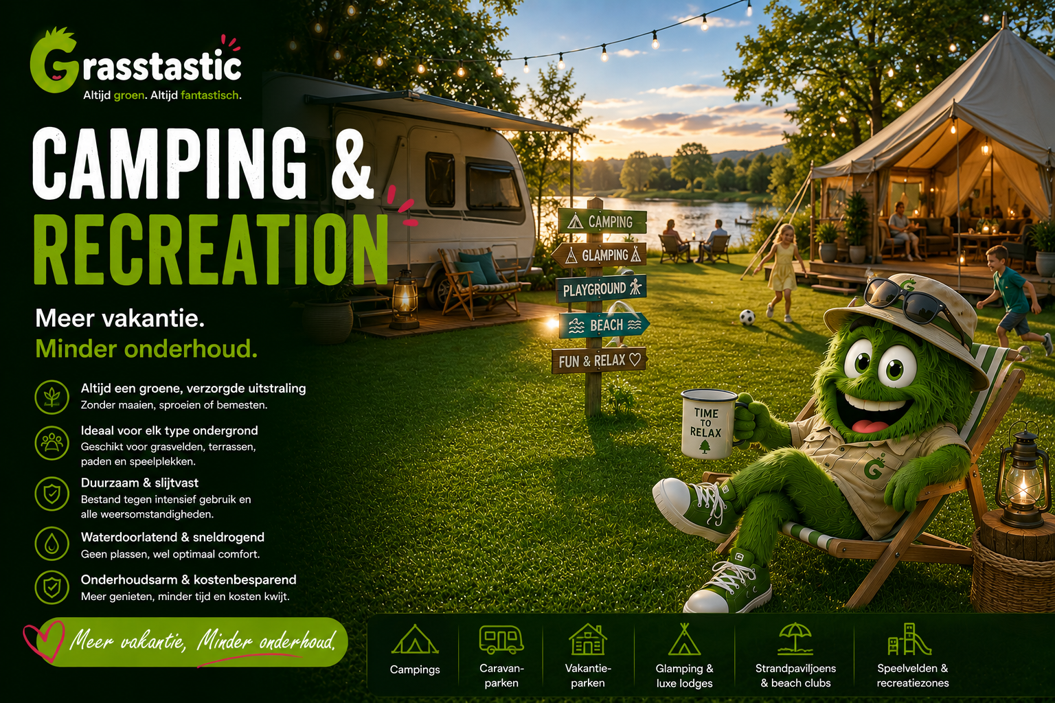 Kunstgras voor campings en recreatiegebieden